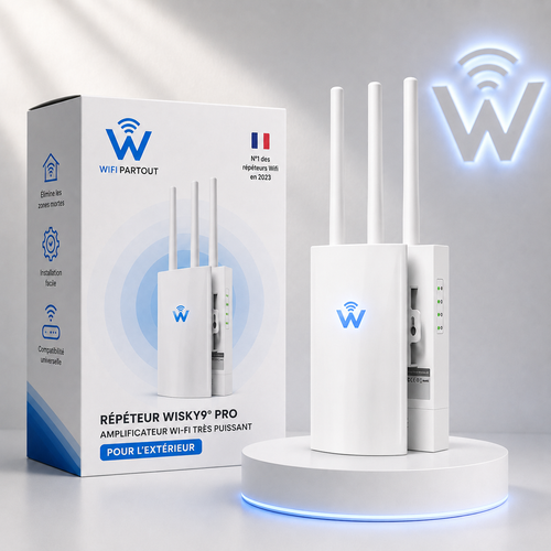 Répéteur Wi-Fi Très Puissant pour l'Extérieur WiSky9® Pro