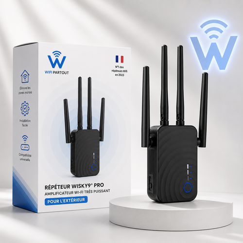 Répéteur et Amplificateur WiFi Puissant Longue Portée WiRange® Pro