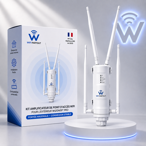 Kit Amplificateur de Point d'Accès Wifi pour l'Extérieur WiZone9® Pro